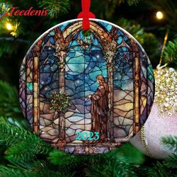 faux stained glass angel ornament gift for religious loved ones  wear love, share beauty