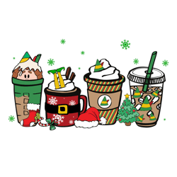 Elf Christmas Coffee Png, Christmas Coffee Png, Christmas Drink Design, Coffee Latte Png, Christmas Iced Latte Png