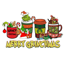 Grinch Christmas Coffee Png, Christmas Coffee Png, Christmas Drink Design, Coffee Latte Png, Christmas Iced Latte Png