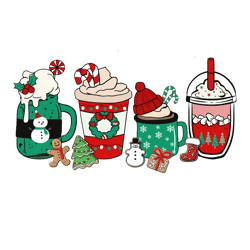 santa christmas coffee png, christmas coffee png, christmas drink design, coffee latte png, christmas iced latte png