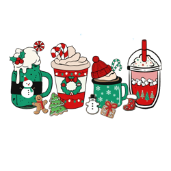 Santa Christmas Coffee Png, Christmas Coffee Png, Christmas Drink Design, Coffee Latte Png, Christmas Iced Latte Png