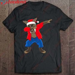 dabbing werewolf christmas santa hat funny gift shirt, men christmas shirts family cheap wear love, share beauty