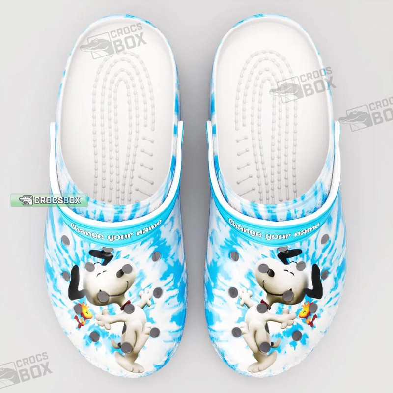 Custom Snoopy Tie Dye Blue Sky Crocs Shoes - CrocsBox.jpg