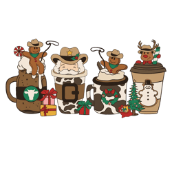 cowboy christmas coffee png, christmas coffee png, christmas drink design, coffee latte png, christmas iced latte png