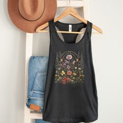 vintage trendy pressed flowers tank top boho floral summer colorful shirt  botanical cottagecore goblincore aesthetic he