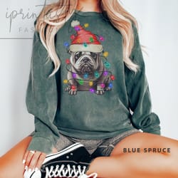 bulldog christmas, bulldog sweatee, bulldog christmas sweatshirt, christmas bulldog owner gift comfort colors
