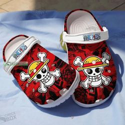 one piece straw hat crocs shoes