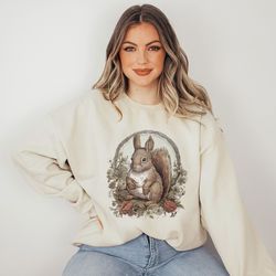 woodland animal squirrel sweatshirt whimsical nature creature forest sweater victorian illustration wood animals vinta