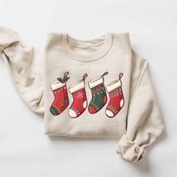 christmas stockings sweatshirt, merry christmas sweathirt, womens christmas crewneck, cozy sweatshirt, holiday sweatshir