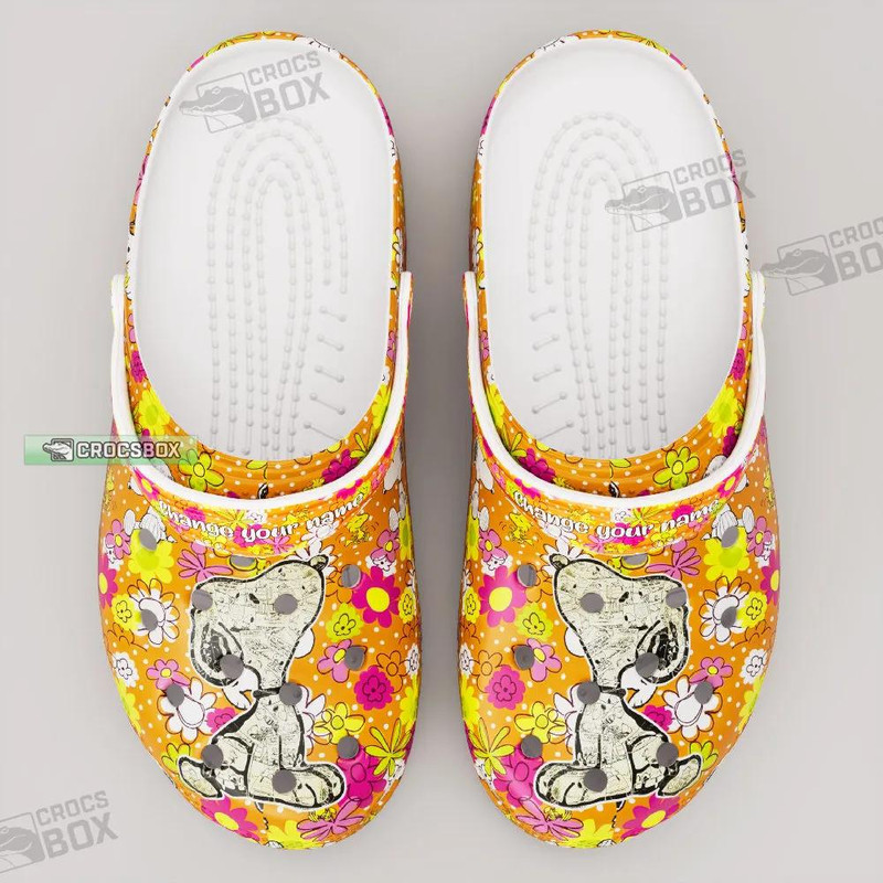 Snoopy Flower Orange Crocs Shoes - CrocsBox.jpg