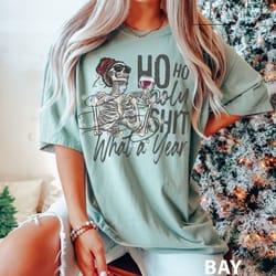 christmas tee shirt, ho ho holy shit t-shirt, skeleton christmas shirt, funny christmas t-shirt, christmas skeleton comf