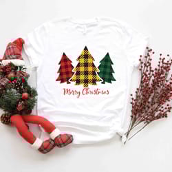 christmas tree shirts, plaid christmas tree shirt, christmas tee, cute christmas shirts, holiday shirt, womens winter ch