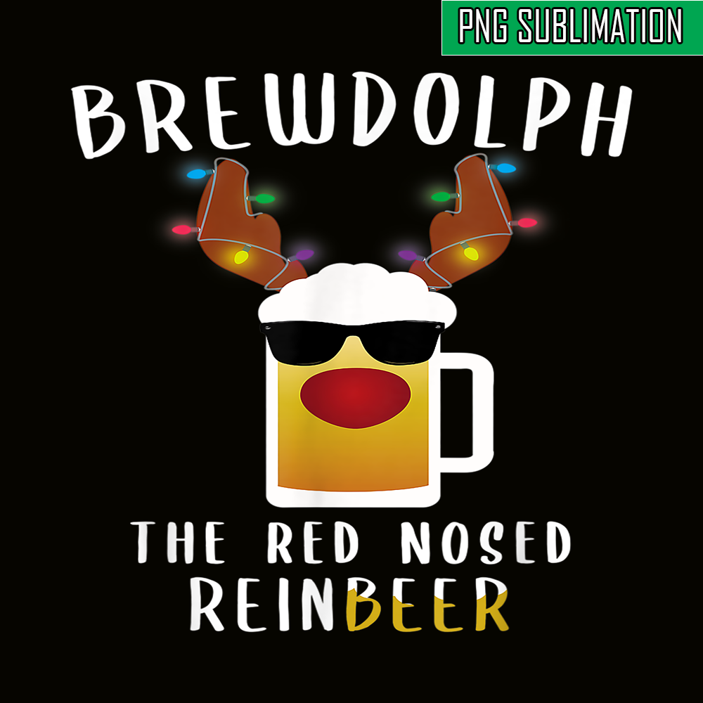 BEER28102368-Brewdolph PNG The Red Nosed Reinbeer PNG Funny Christmas Gift For Beer Lover PNG.png