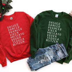 dasher dancer prancer vixen moscato vodka tequila blitzen, christmas tee, christmas party shirt, drinking shirt, funny c