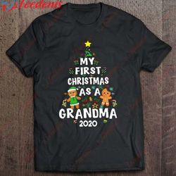 first christmas as a grandma 2020 gift christmas tree shirt, plus size ladies christmas tops wear love, share beauty