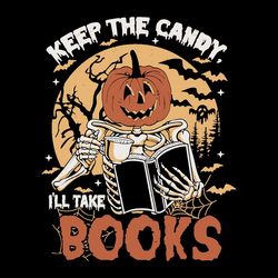 keep the candy i will take books halloween svg