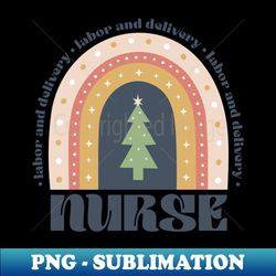 Boho Labor And Delivery Nurse Christmas Rainbow Xmas Tree - Instant PNG Sublimation Download - Bring Your Designs to Life