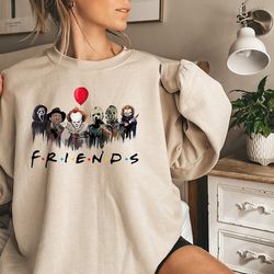 horror characters friends sweatshirt,halloween sweatshirt,halloween horror characters sweatshirt,friends halloween shirt