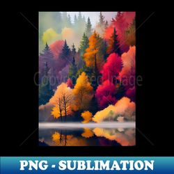 Colorful Autumn Landscape Watercolor 21 - Trendy Sublimation Digital Download - Fashionable and Fearless