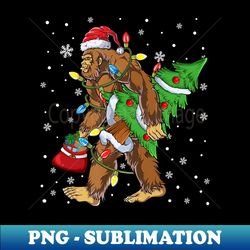 Christmas Bigfoot Santa Hat Tree Lights Xmas Sasquatch Funny - Trendy Sublimation Digital Download - Bring Your Designs to Life