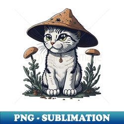 Cottagecore Cat Mushroom - Stylish Sublimation Digital Download - Enhance Your Apparel with Stunning Detail