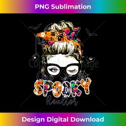 One Spooky Realtor Messy Bun Realtor Halloween Costume - Futuristic PNG Sublimation File - Animate Your Creative Concepts