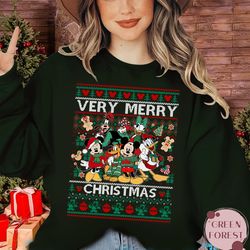 christmas mickey and friends sweatshirt, ugly xmas sweater, mickey very merry shirt, mickey and friends christmas,disney