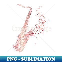 Creative Saxophone Art - Red Mix - Vintage Sublimation PNG Download - Perfect for Personalization
