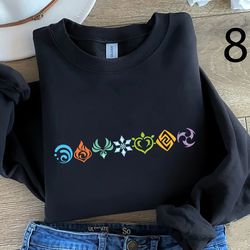 genshin impact elements shirt, gamer shirt, sweatshirt, hoodie, zhongli shirt, anime shirt, hu tao shirt, genshin shirt,