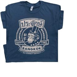 smoking monkey bar t shirt funny beer drinking shirts famous pub retro vintage weird graphic movie tee bangkok thailand