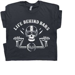motorcycle t shirt life behind bars cool motorcycle tee skeleton decal biker humor route 66 t shirt funny motorcycle t s
