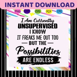 i am currently unsupervised svg, the possibilities are endless svg, unsupervised svg, funny quotes svg, funny vector, fu