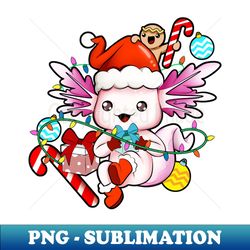 With gingerbread man and hat - Axolotl Christmas - Stylish Sublimation Digital Download - Transform Your Sublimation Creations