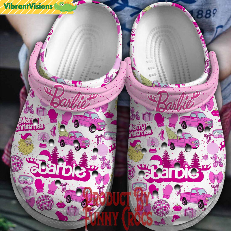 Barbie Merry Christmas White Crocs - Discover Comfort And Style Clog Shoes With Funny Crocs.jpg