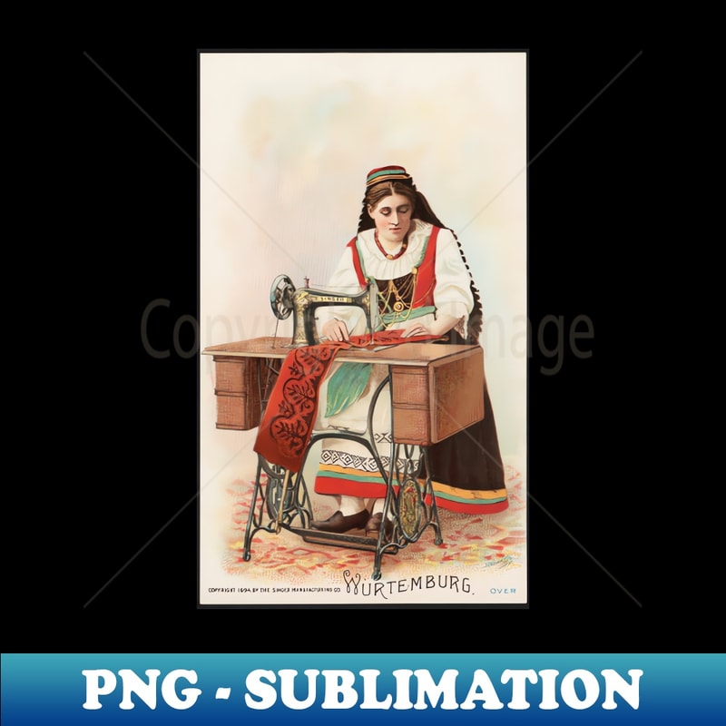 Vintage sewing machine advertisement with woman - Decorative | Inspire ...