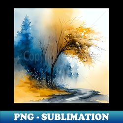 Colorful Autumn Landscape Watercolor 0 - Exclusive PNG Sublimation Download - Instantly Transform Your Sublimation Projects