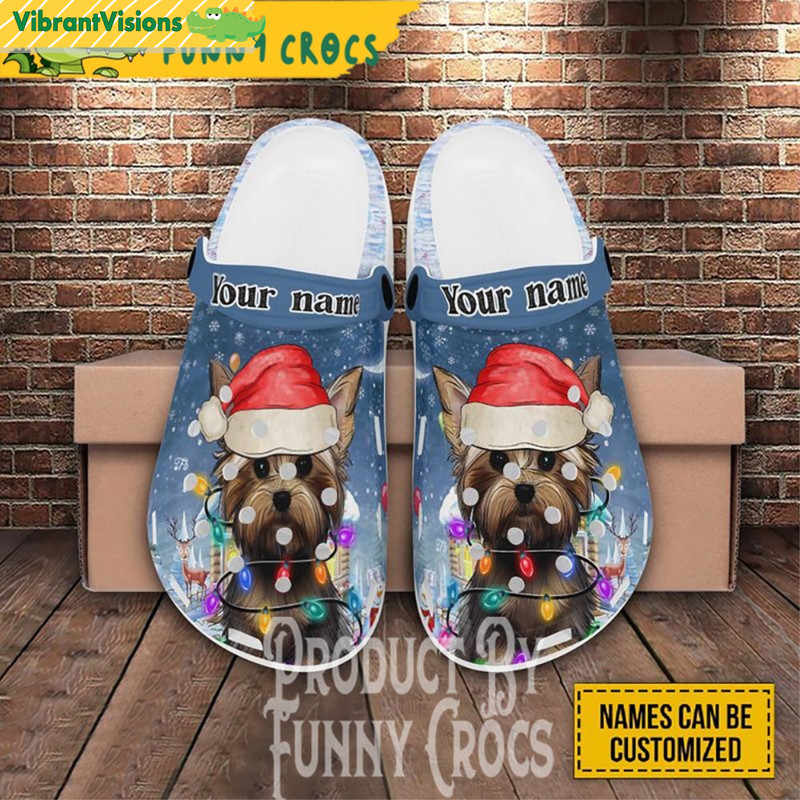 Customized Yorkshire Terrier Santa Hat Christmas Crocs Shoes - Discover Comfort And Style Clog Shoes With Funny Crocs.jpg