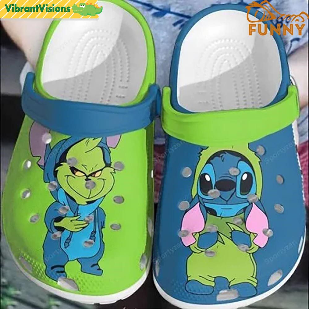 Green Grinch And Stitch Christmas Crocs - Discover Comfort And Style Clog Shoes With Funny Crocs.jpg