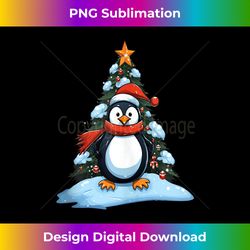 Penguin Santa Hat Christmas Tree Winter Snow X-Mas Tank To - Eco-Friendly Sublimation PNG Download - Animate Your Creative Concepts