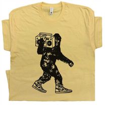 bigfoot t shirt 80s hip hop shirt cool dj sasquatch shirts mens womens ladies weird funny graphic tee vintage stereo ret