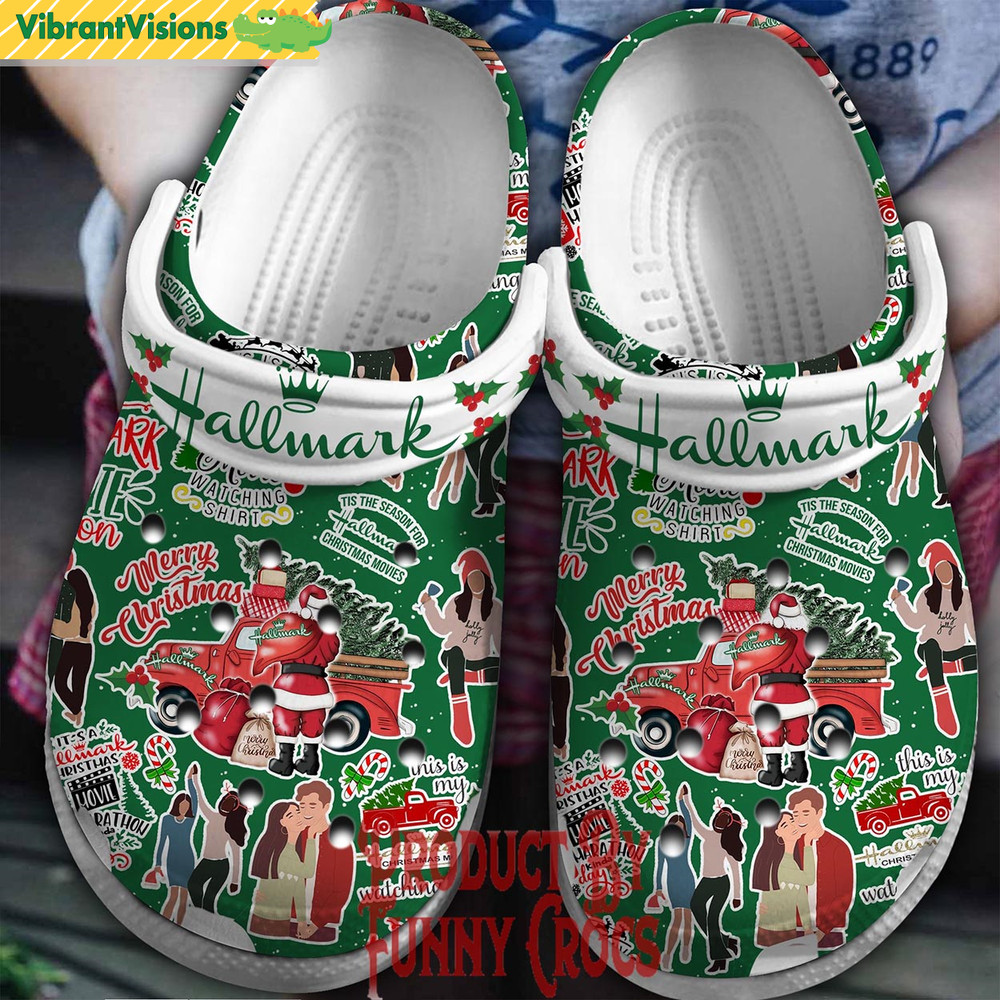 Merry Christmas Hallmark Green Crocs - Discover Comfort And Style Clog Shoes With Funny Crocs.jpg