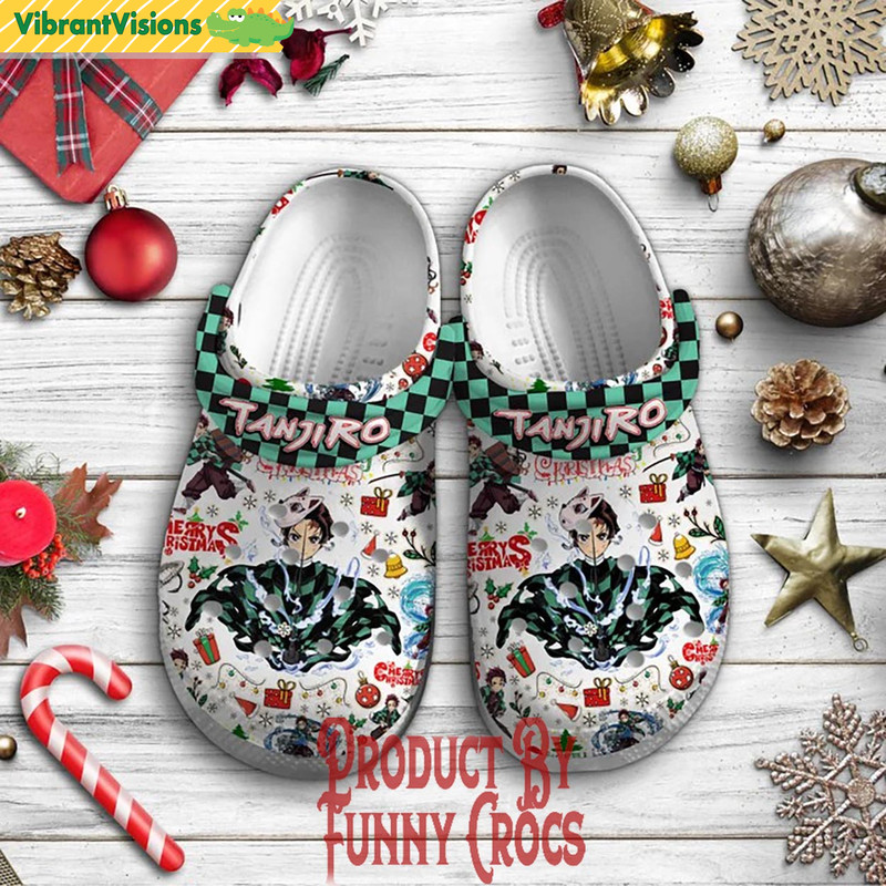 Merry Christmas Kamado Tanjiro Demon Slayer Crocs - Discover Comfort And Style Clog Shoes With Funny Crocs.jpg