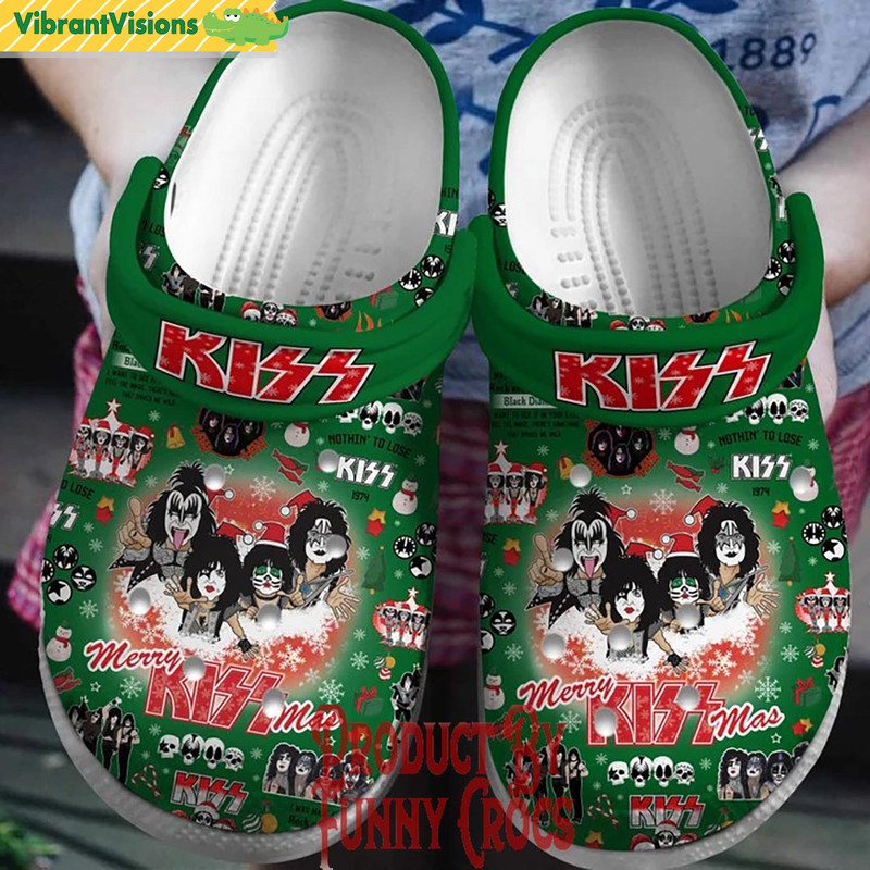 Merry Christmas Kiss Green Crocs Shoes - Discover Comfort And Style Clog Shoes With Funny Crocs.jpg