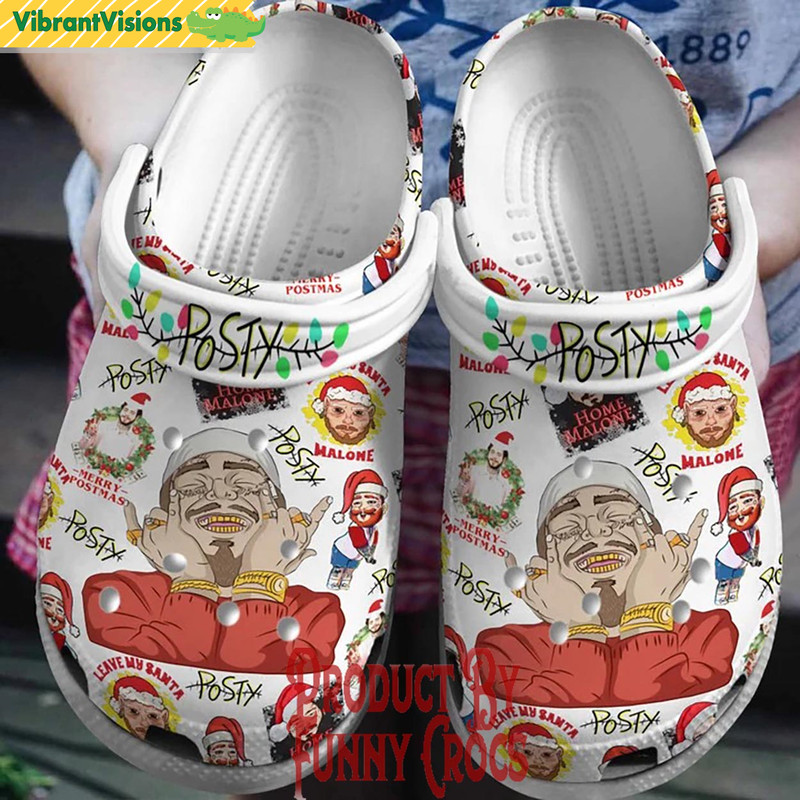 Merry Christmas Post Malone Crocs Clog Shoes - Discover Comfort And Style Clog Shoes With Funny Crocs.jpg