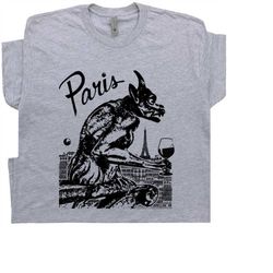 paris france t shirt vintage paris gargoyle t shirt absinthe wine drinking notre dame cathedral tee for men women ladies