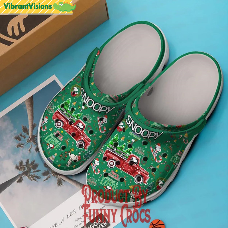 Merry Christmas Snoopy Green Crocs Clogs - Discover Comfort And Style Clog Shoes With Funny Crocs.jpg