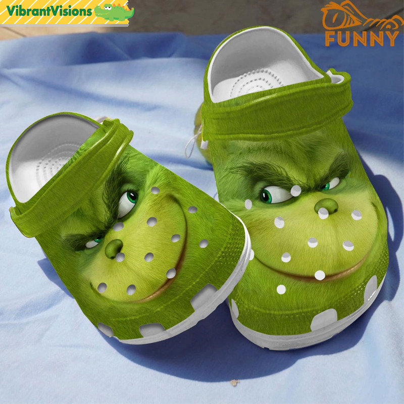 Smiling Grinch Face Christmas Crocs - Discover Comfort And Style Clog Shoes With Funny Crocs.jpg