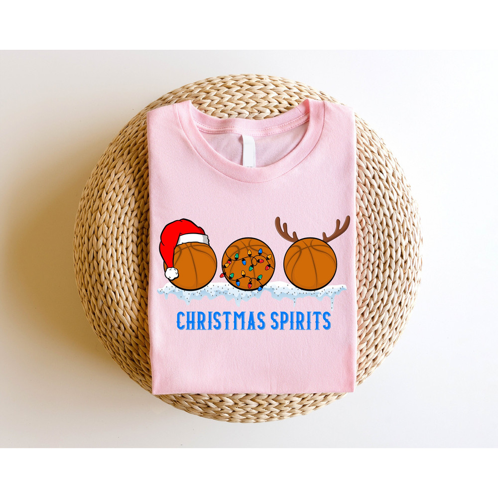 Christmas Basketball Shirt, Christmas Spirit T-Shirt, 2023 Basketball Squad Tee, Basketball Lovers Christmas Outfits, Basketball Santa Hat.jpg