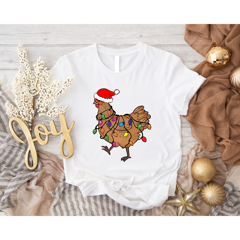 Christmas Chicken Shirt, Merry Christmas Chicken T-Shirts, Farmers Christmas Tee, Farmer Family Christmas Outfits, Farm Chicken Clothing.jpg