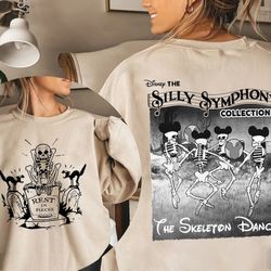 retro disney silly symphony skeleton dance sweatshirt, mickey halloween comfort color shirt, halloweentown fall shirts,